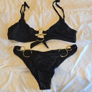 Beach Bunny Black Bikini with Gold Rings